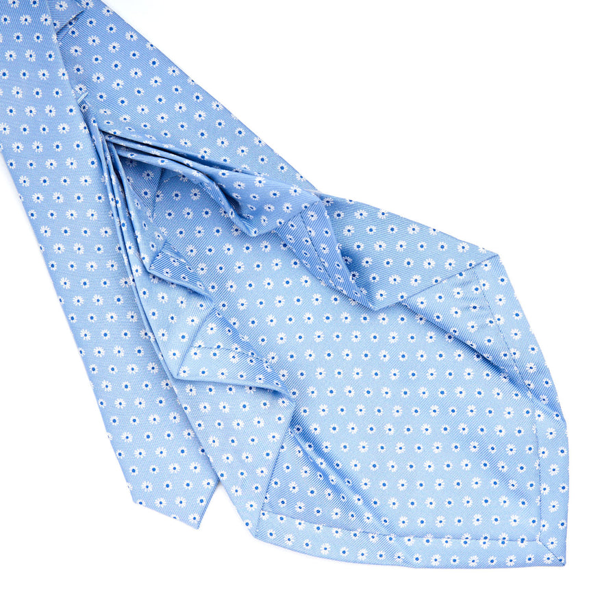 CRAVATTA SARTORIALE 9 PIEGHE IN SETA AZZURRA