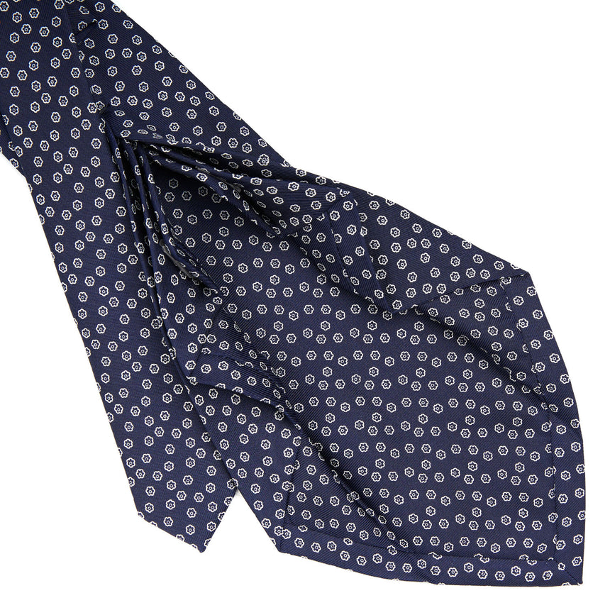 CRAVATTA SARTORIALE 9 PIEGHE IN SETA BLU SCURO
