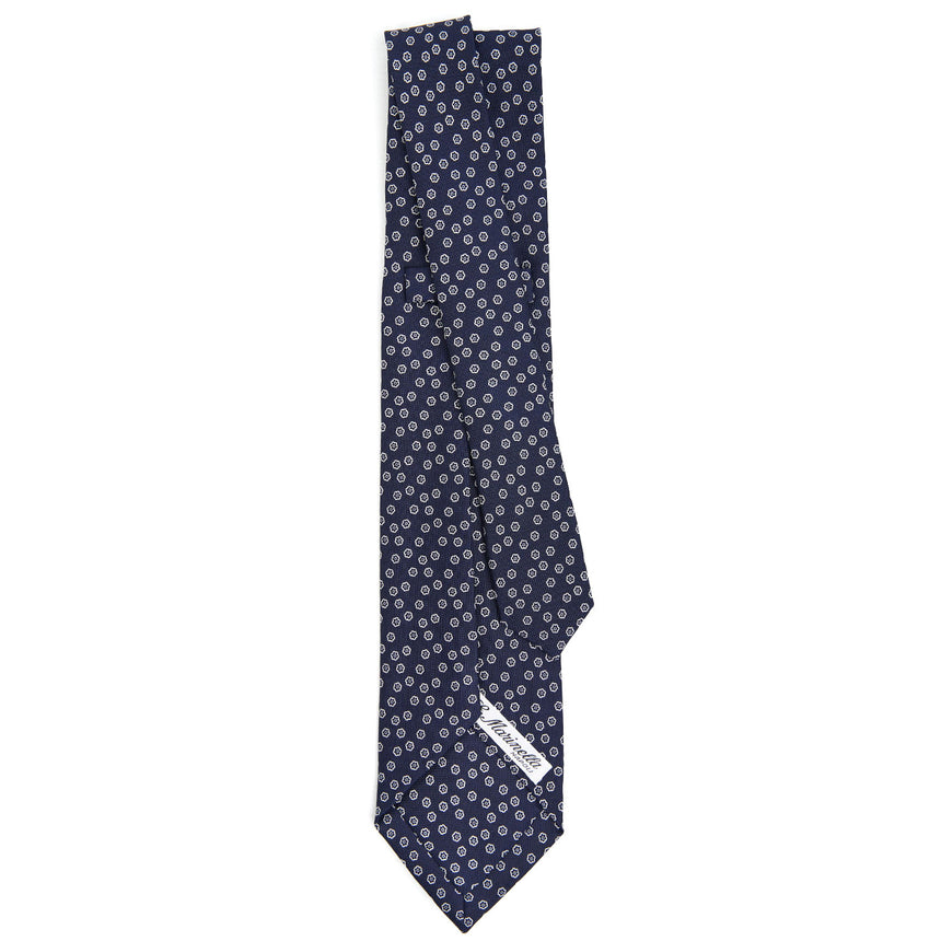 CRAVATTA SARTORIALE 9 PIEGHE IN SETA BLU SCURO