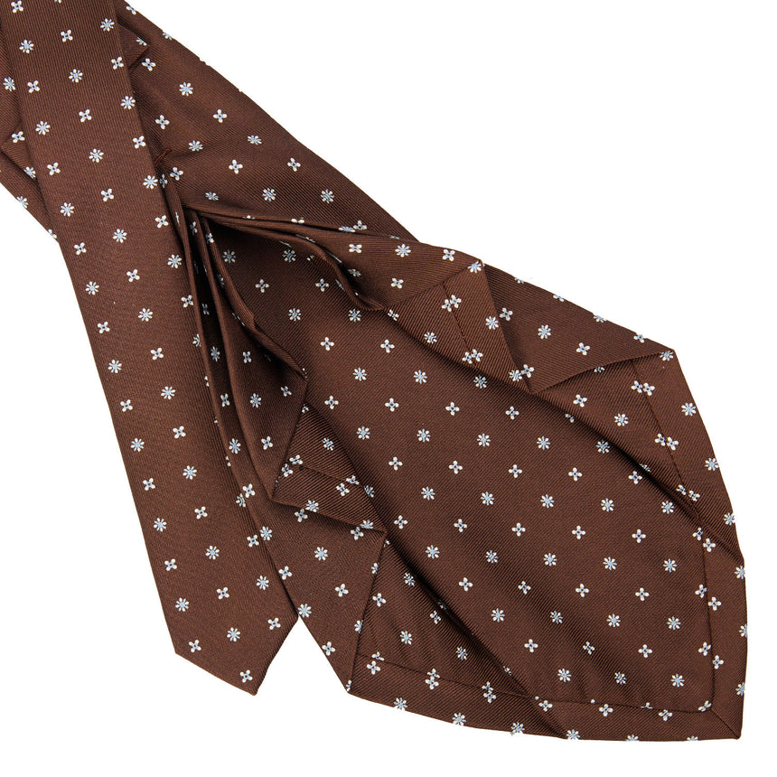 CRAVATTA SARTORIALE 9 PIEGHE IN SETA MARRONE SCURO