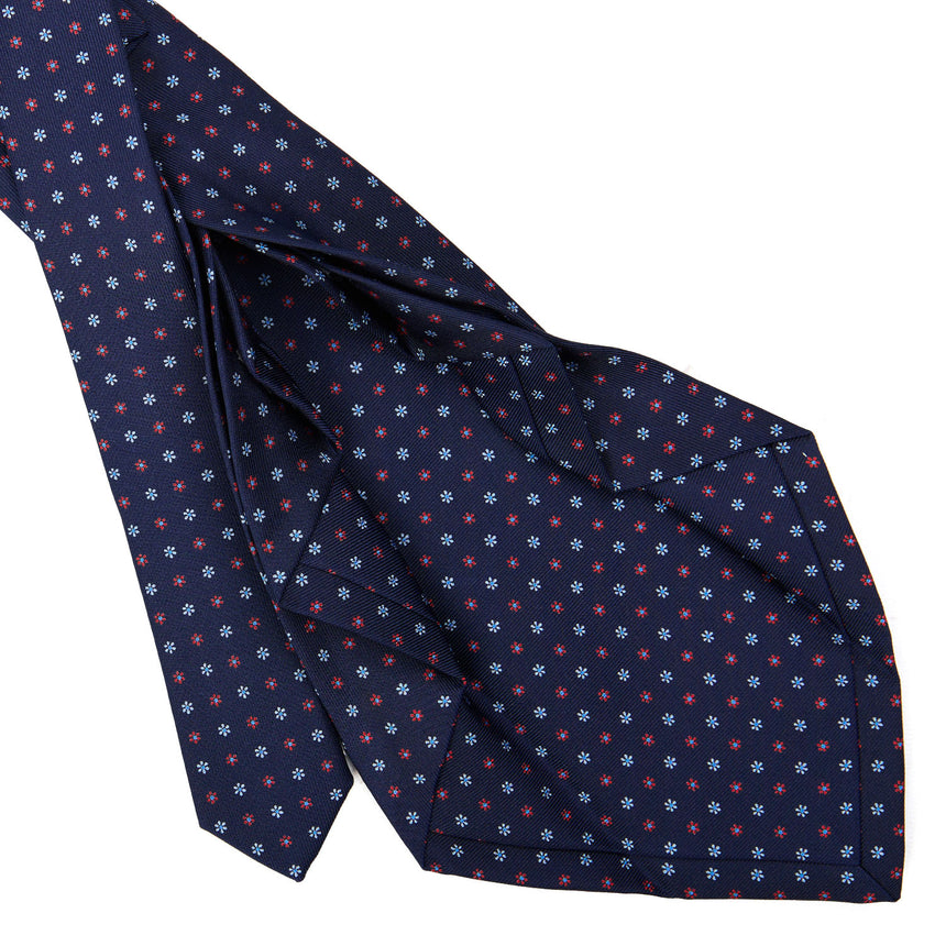 CRAVATTA SARTORIALE 9 PIEGHE IN SETA BLU SCURO