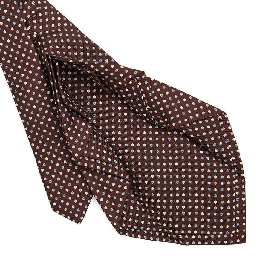 CRAVATTA SARTORIALE 9 PIEGHE IN SETA MARRONE SCURO