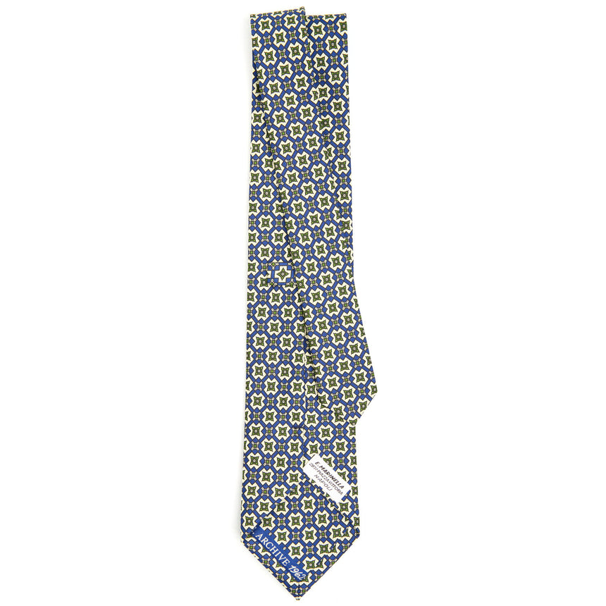 CRAVATTA SARTORIALE IN SETA STAMPATA BLU SCURO