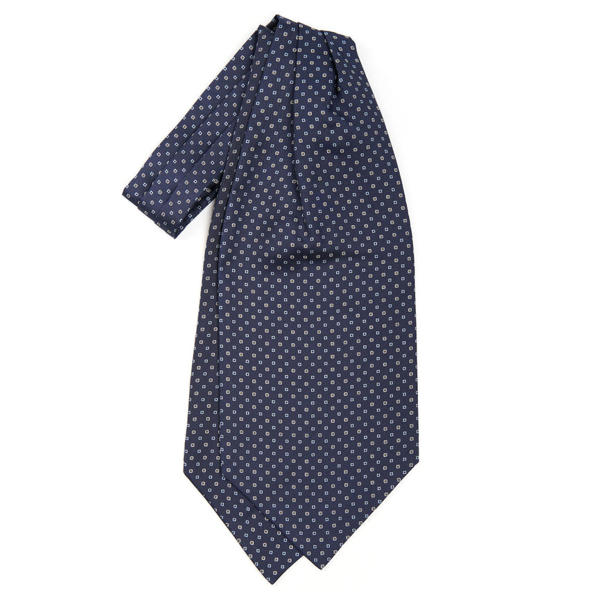 DARK BLUE SILK ASCOT TIE