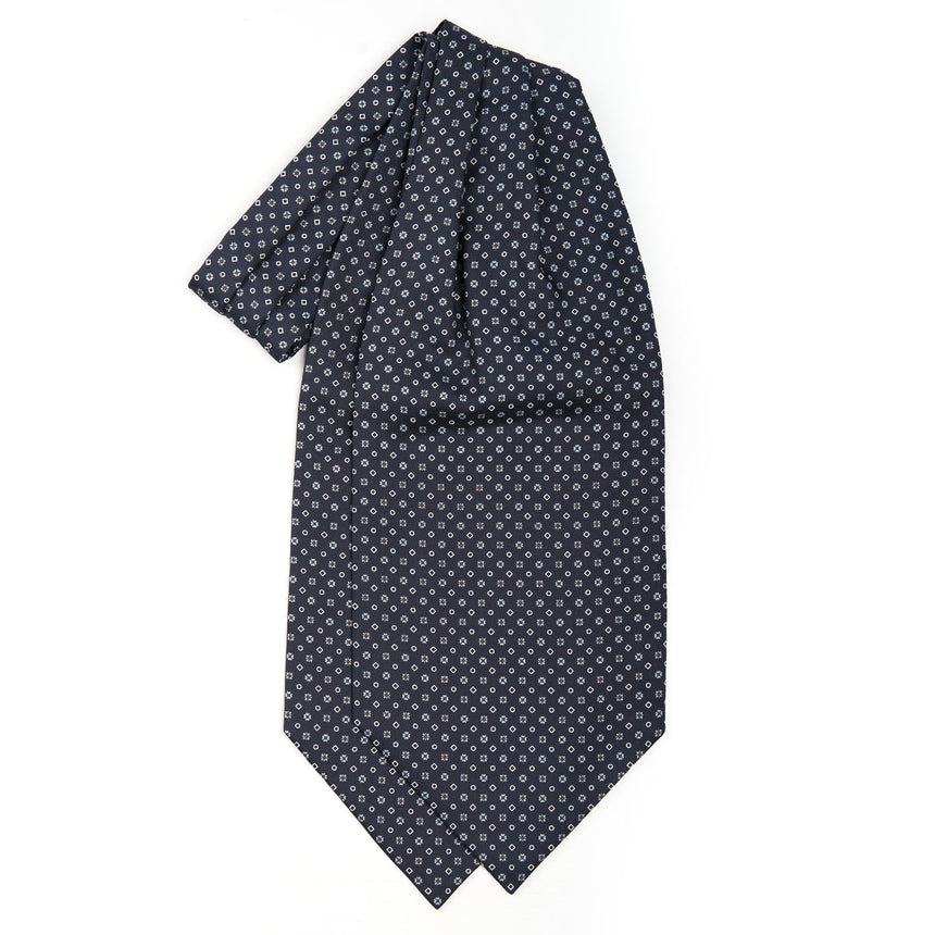 DARK BLUE SILK ASCOT TIE