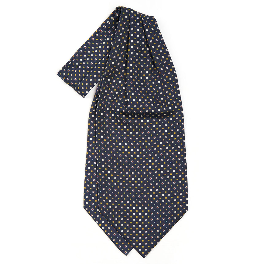 DARK BLUE SILK ASCOT TIE