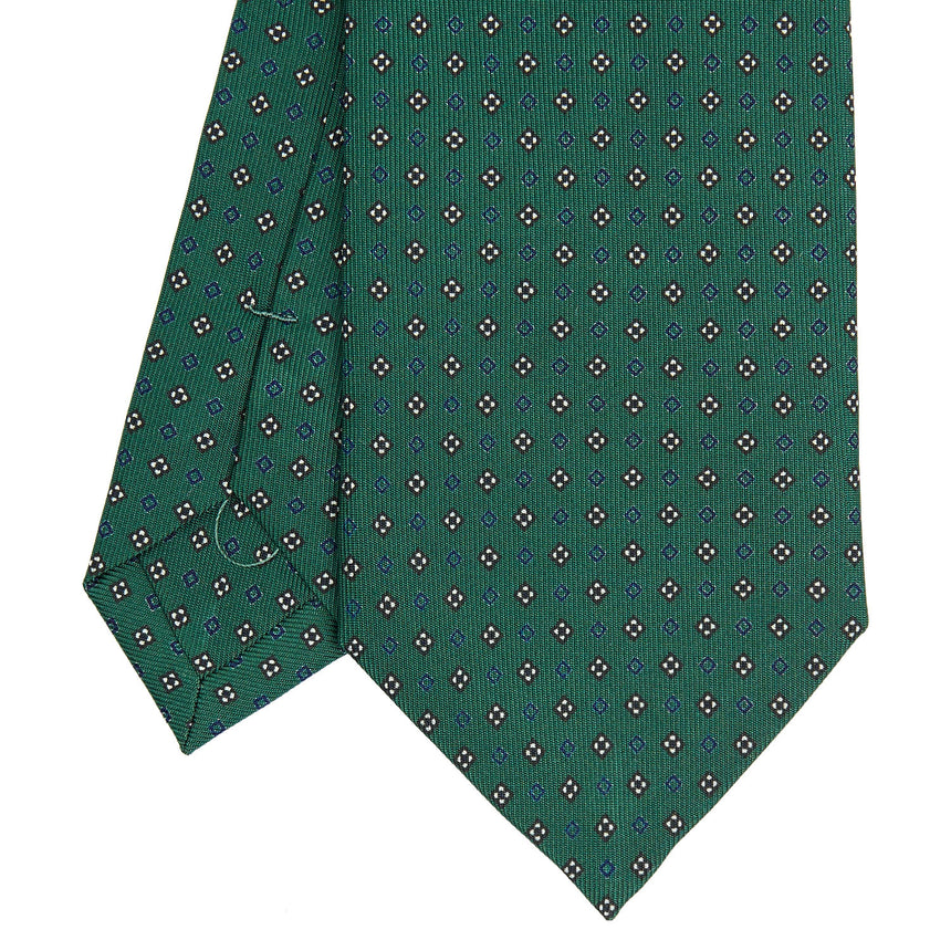dark_green_blclassic_silk_tie_small_flower_pattern_tip_detail