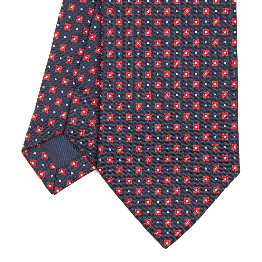 CRAVATTA SARTORIALE IN SETA JACQUARD BLU SCURO