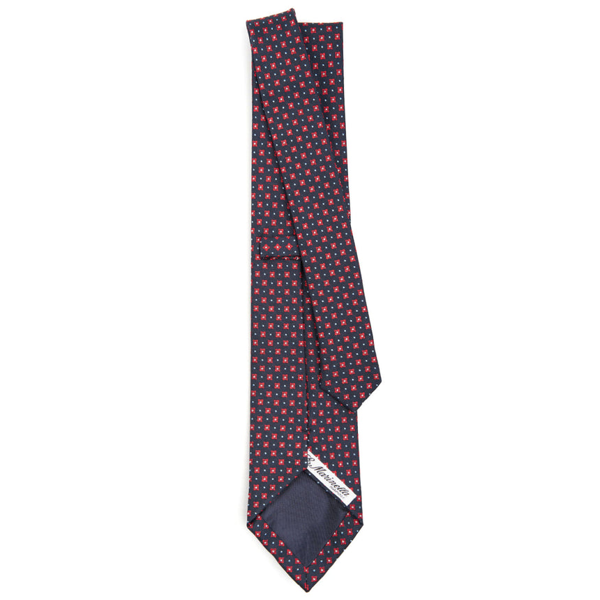 CRAVATTA SARTORIALE IN SETA JACQUARD BLU SCURO