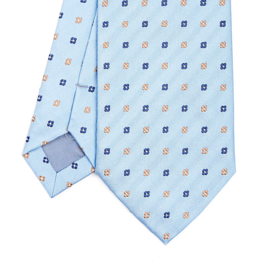 CRAVATTA SARTORIALE IN SETA JACQUARD AZZURRA