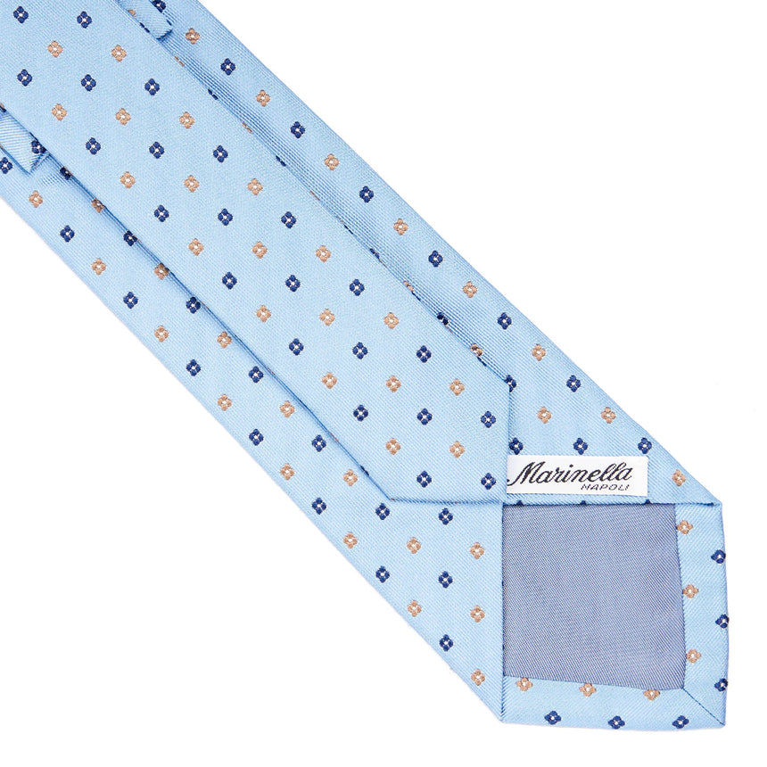 CRAVATTA SARTORIALE IN SETA JACQUARD AZZURRA