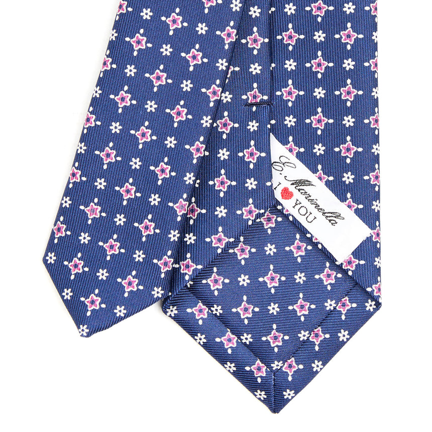 CRAVATTA DONNA BLU 7 CM IN SETA STAMPATA