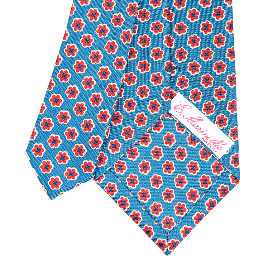 BLUE LADY TIE IN HAND PRINTED SILK