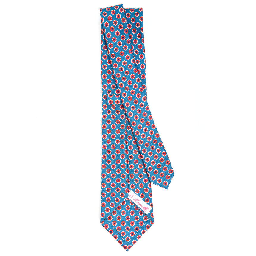 BLUE LADY TIE IN HAND PRINTED SILK