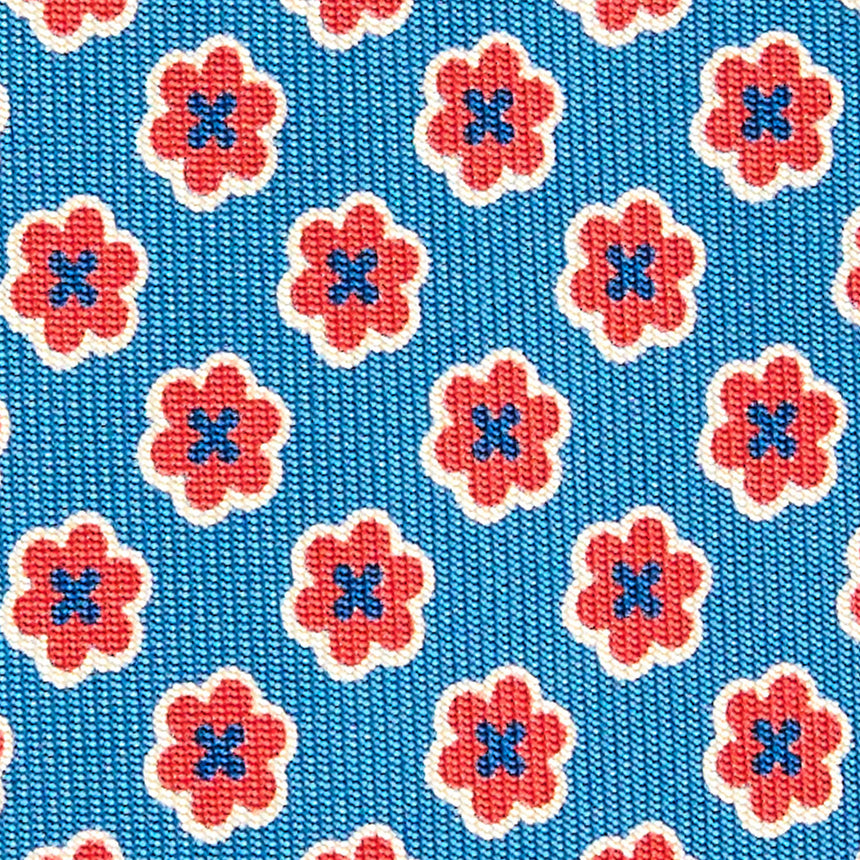 BLUE LADY TIE IN HAND PRINTED SILK