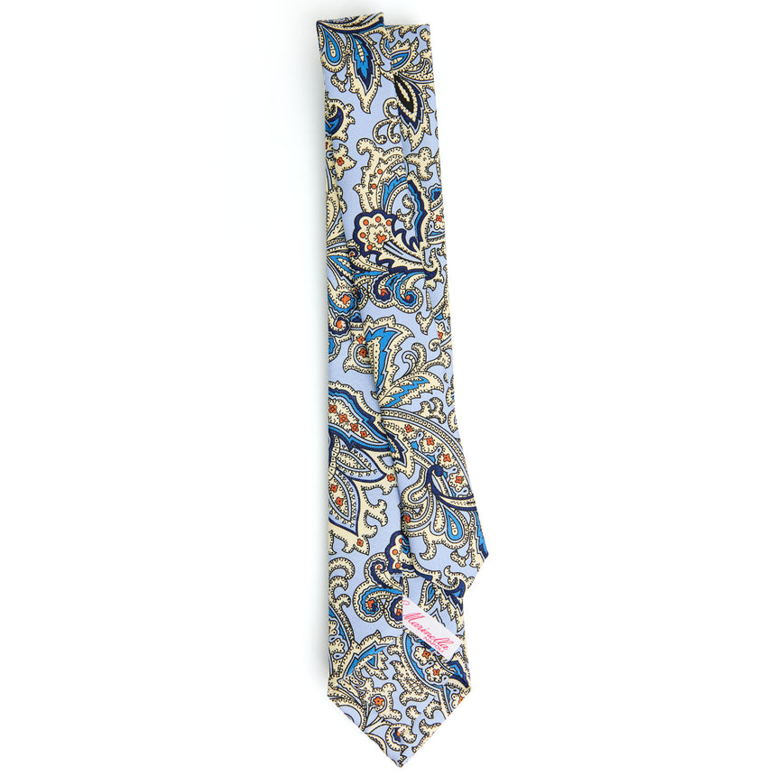 LIGHT BLUE CLASSIC LADY PRINTED SILK TIE