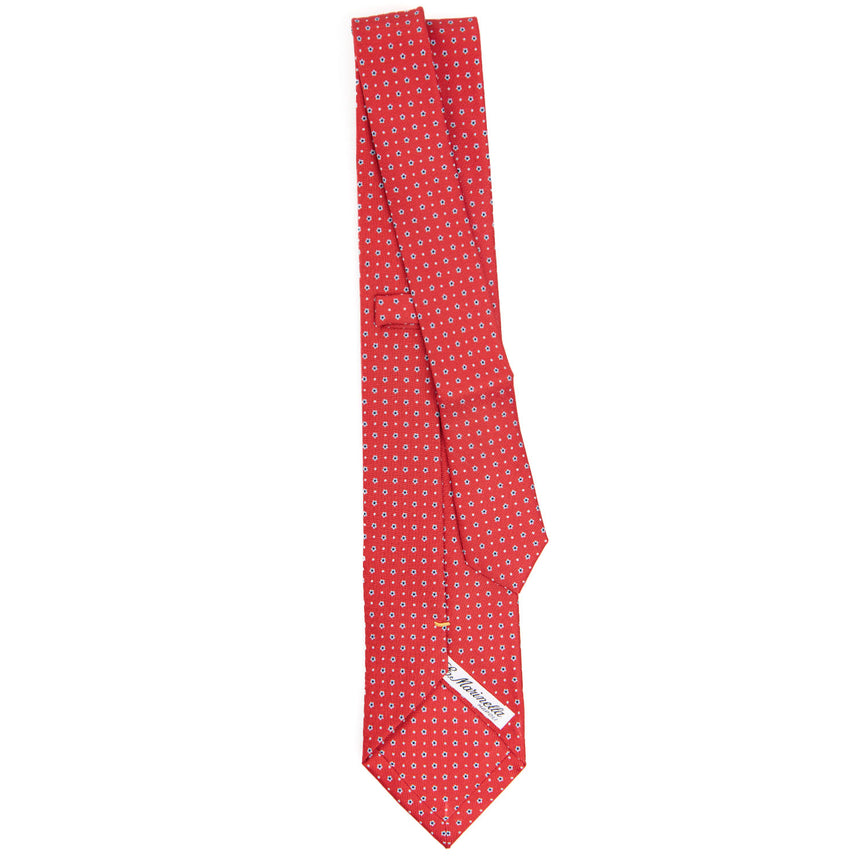 red_extra_long_sartorial_silk_tie_small_flower_pattern_full_back_view