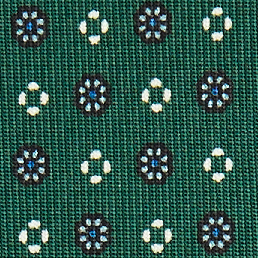 dark_green_extra_long_sartorial_silk_tie_small_flower_pattern_fabric_pattern_detail
