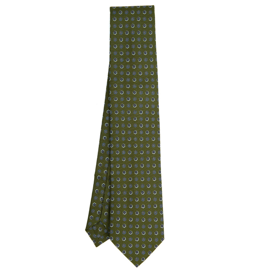 CRAVATTA SARTORIALE EXTRA LONG IN SETA VERDE OLIVA