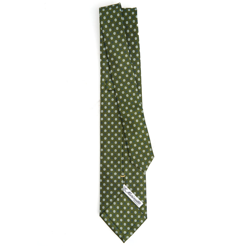 olive_green_extra_long_sartorial_silk_tie_small_flower_pattern_full_back_view