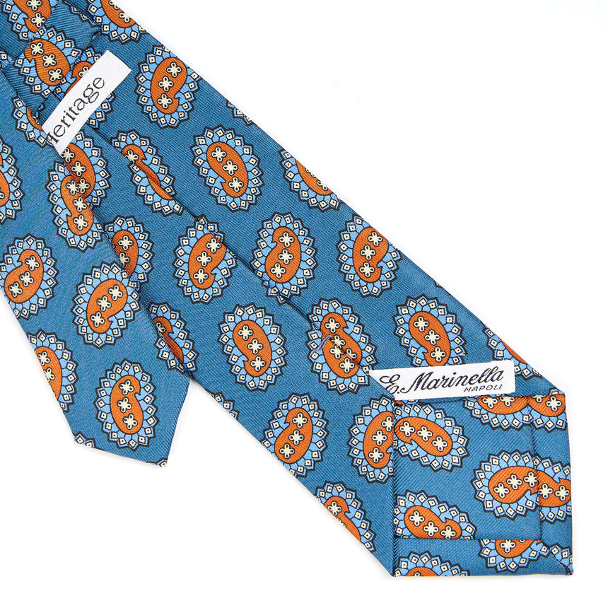 MID BLUE HERITAGE COLLECTION SILK TIE