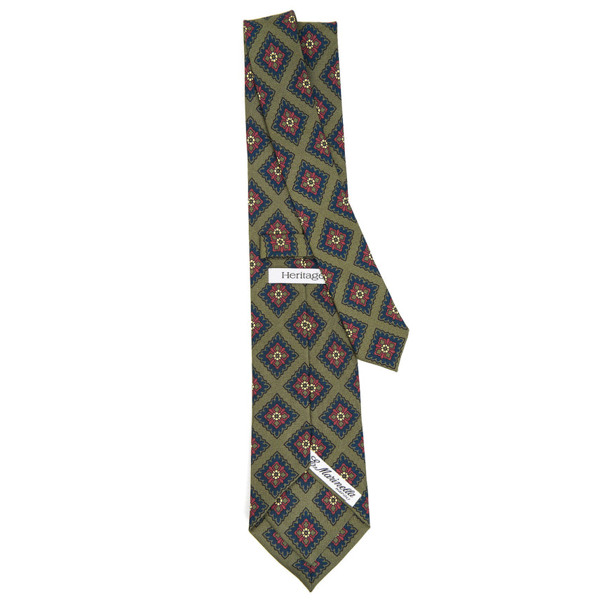 CRAVATTA IN SETA VERDE OLIVA COLLEZIONE HERITAGE