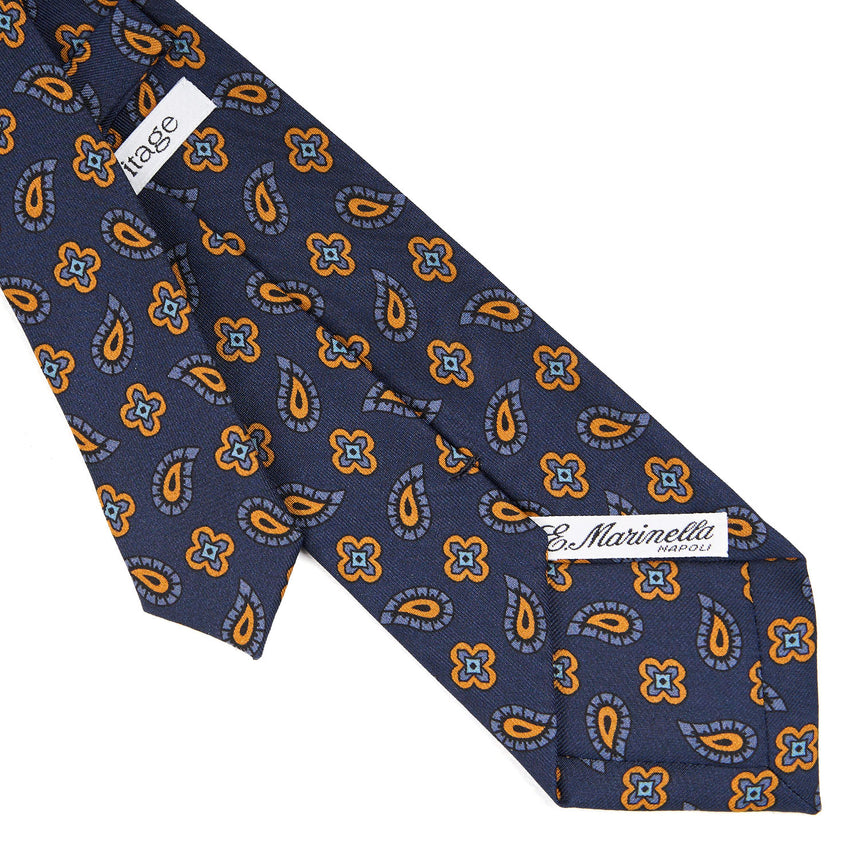 CRAVATTA IN SETA BLU SCURO COLLEZIONE HERITAGE