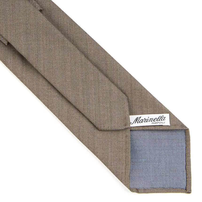 LIGHT BROWN POWDER BLUE CLASSIC UNLINED WOOL TIE