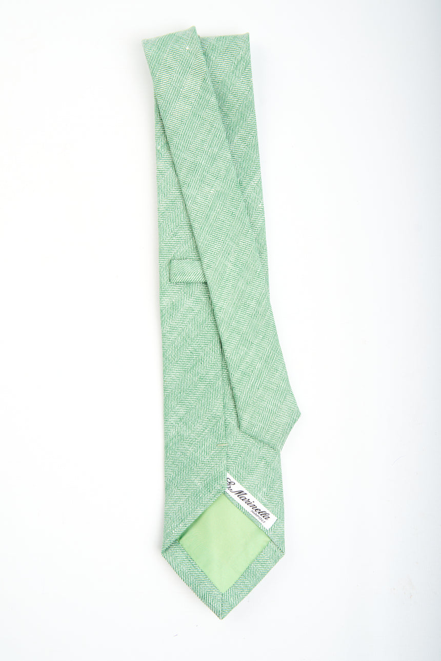 LIGHT GREEN SARTORIAL LINEN AND COTTON TIE
