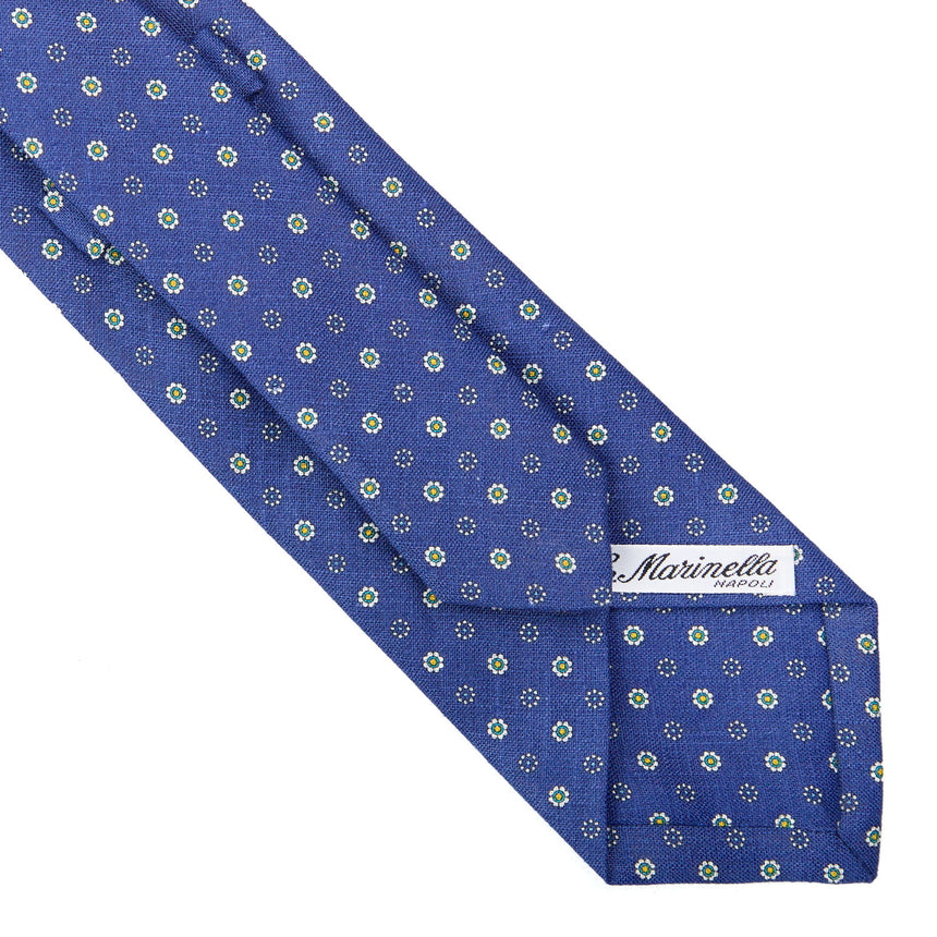CRAVATTA SARTORIALE IN LINO BLU