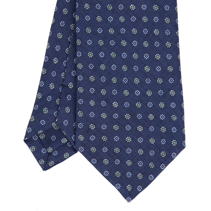 CRAVATTA SARTORIALE IN LINO BLU
