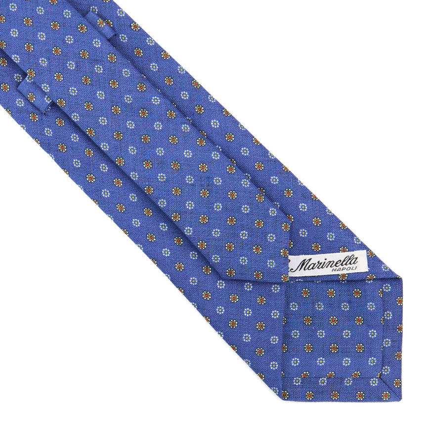 CRAVATTA SARTORIALE IN LINO BLU