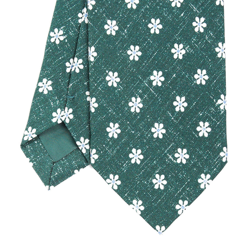 CRAVATTA SARTORIALE IN COTONE E SETA VERDE SCURO