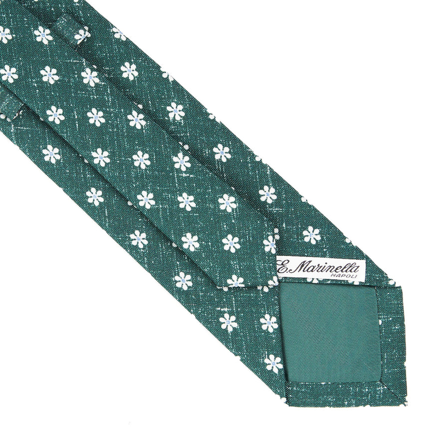 CRAVATTA SARTORIALE IN COTONE E SETA VERDE SCURO