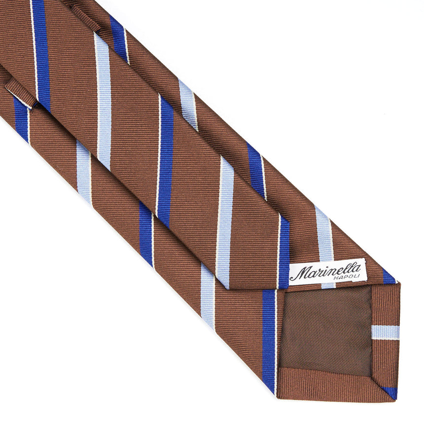 CRAVATTA REGIMENTAL IN SETA MARRONE SCURO