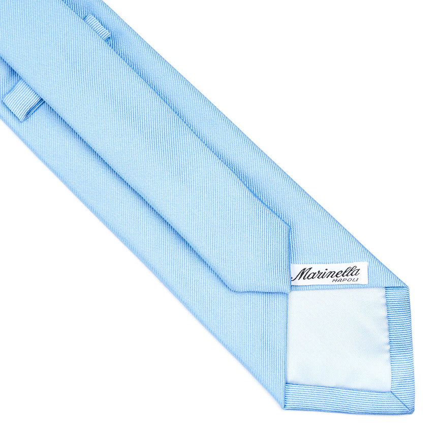 CRAVATTA SARTORIALE IN SETA JACQUARD AZZURRA