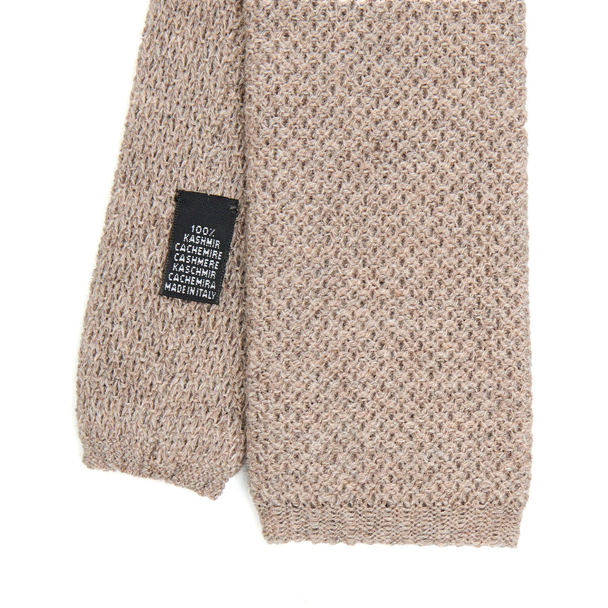 BEIGE CASHMERE KNITTED TIE