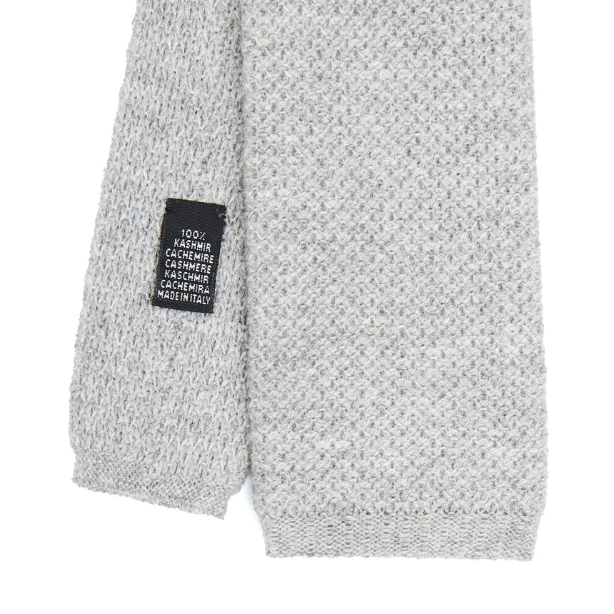 LIGHT GREY CASHMERE KNITTED TIE