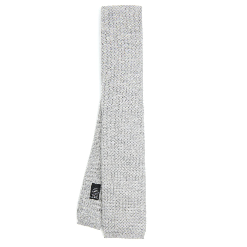 LIGHT GREY CASHMERE KNITTED TIE