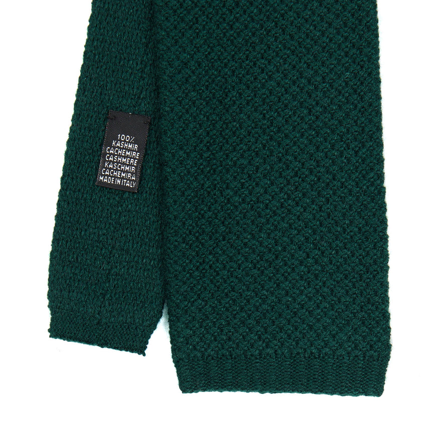 DARK GREEN CASHMERE KNITTED TIE