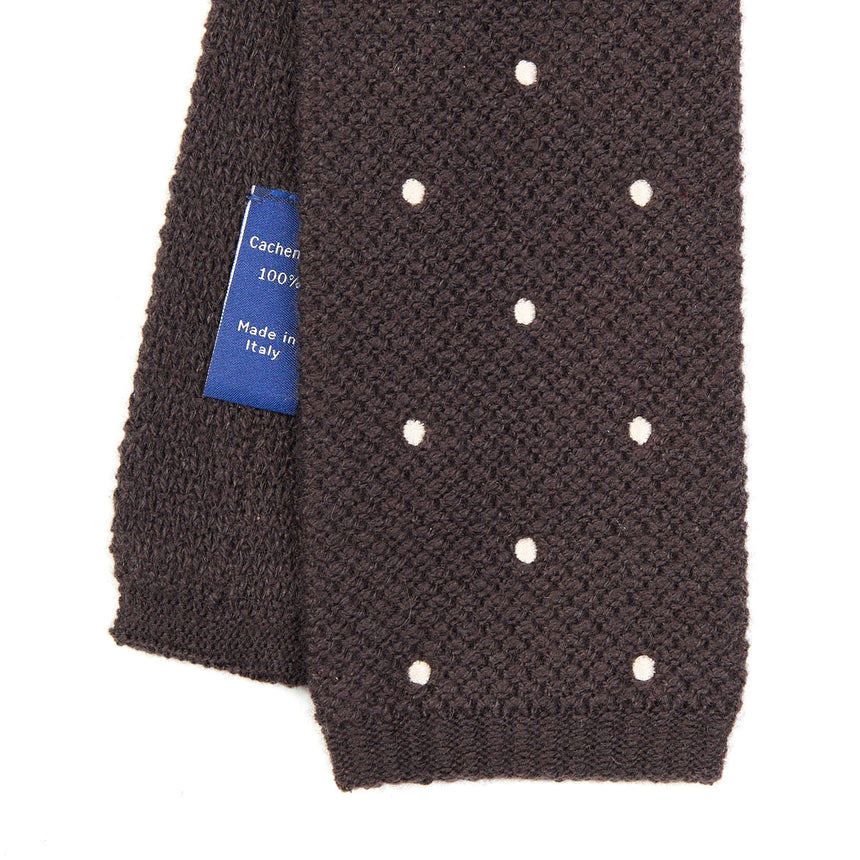 CRAVATTA TRICOT IN CASHMERE MARRONE SCURO