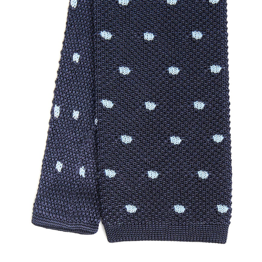 DARK BLUE SILK KNITTED TIE