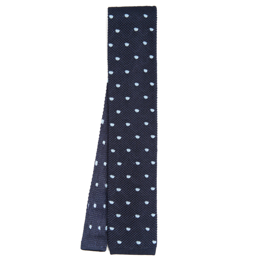 DARK BLUE SILK KNITTED TIE
