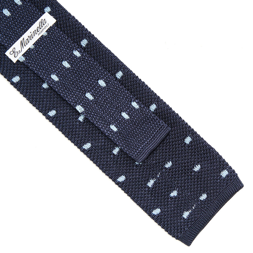 DARK BLUE SILK KNITTED TIE