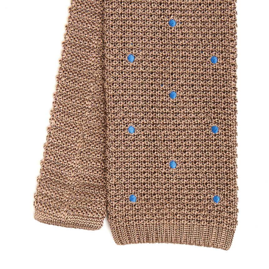 BEIGE SILK KNITTED TIE