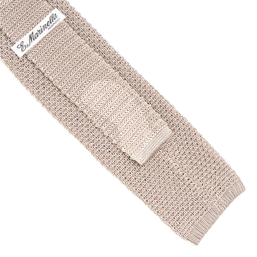 BEIGE SILK KNITTED TIE