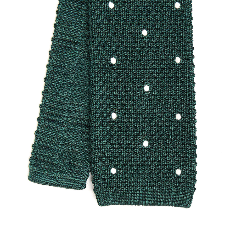 DARK GREEN SILK KNITTED TIE