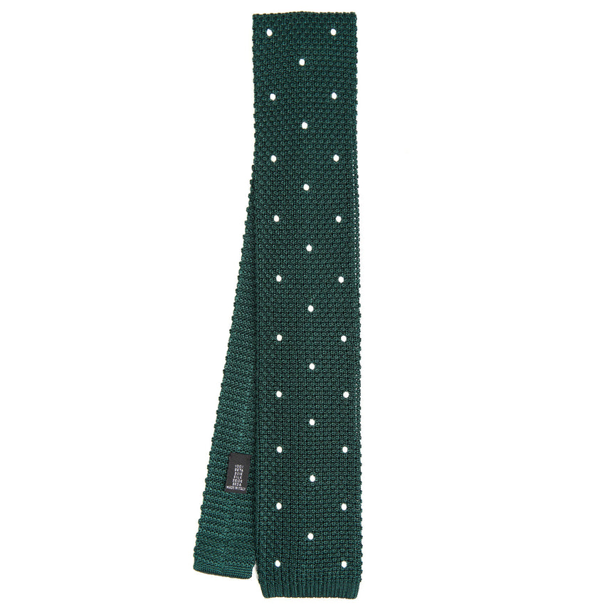 DARK GREEN SILK KNITTED TIE