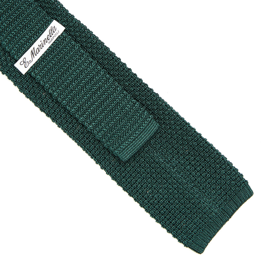 DARK GREEN SILK KNITTED TIE