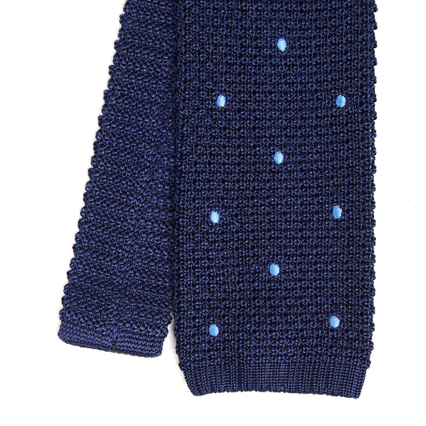 CRAVATTA TRICOT IN SETA BLU SCURO